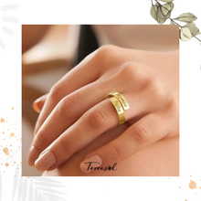 Cargar imagen en el visor de la galería, Anillo personalizable hasta 3 nombres, ajustable en acero inoxidable bañado en oro 18 k.