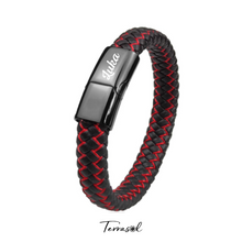 Cargar imagen en el visor de la galería, Pulsera de cuero y acero personalizable.
