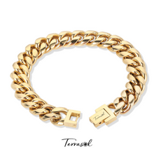 Cargar imagen en el visor de la galería, Pulsera Cubana baño doble oro 18 k. Unisex.