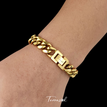 Cargar imagen en el visor de la galería, Pulsera Cubana baño doble oro 18 k. Unisex.