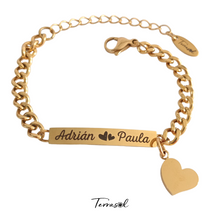 Cargar imagen en el visor de la galería, Pulsera Betty, personalizable en acero 316L chapado en oro 18 k.