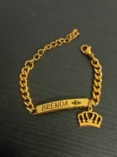 Cargar imagen en el visor de la galería, Pulsera infantil Princess, personalizable en acero 316L chapado en oro 18 k.