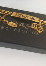 Cargar imagen en el visor de la galería, Pulsera infantil Princess, personalizable en acero 316L chapado en oro 18 k.