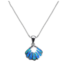 Cargar imagen en el visor de la galería, Collar Concha en plata de ley 925 y ópalo azul.