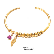 Cargar imagen en el visor de la galería, Pulsera Cristal, personalizable en acero chapado en oro 18 k.