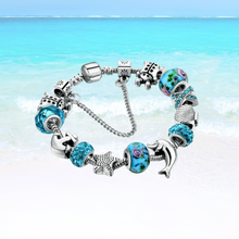 Cargar imagen en el visor de la galería, Pulsera Oceania, en plata tibetana y cristal.