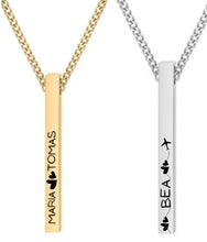 Cargar imagen en el visor de la galería, Collar Unisex de barra personlizable en acero 316L chapado en oro 18 k.
